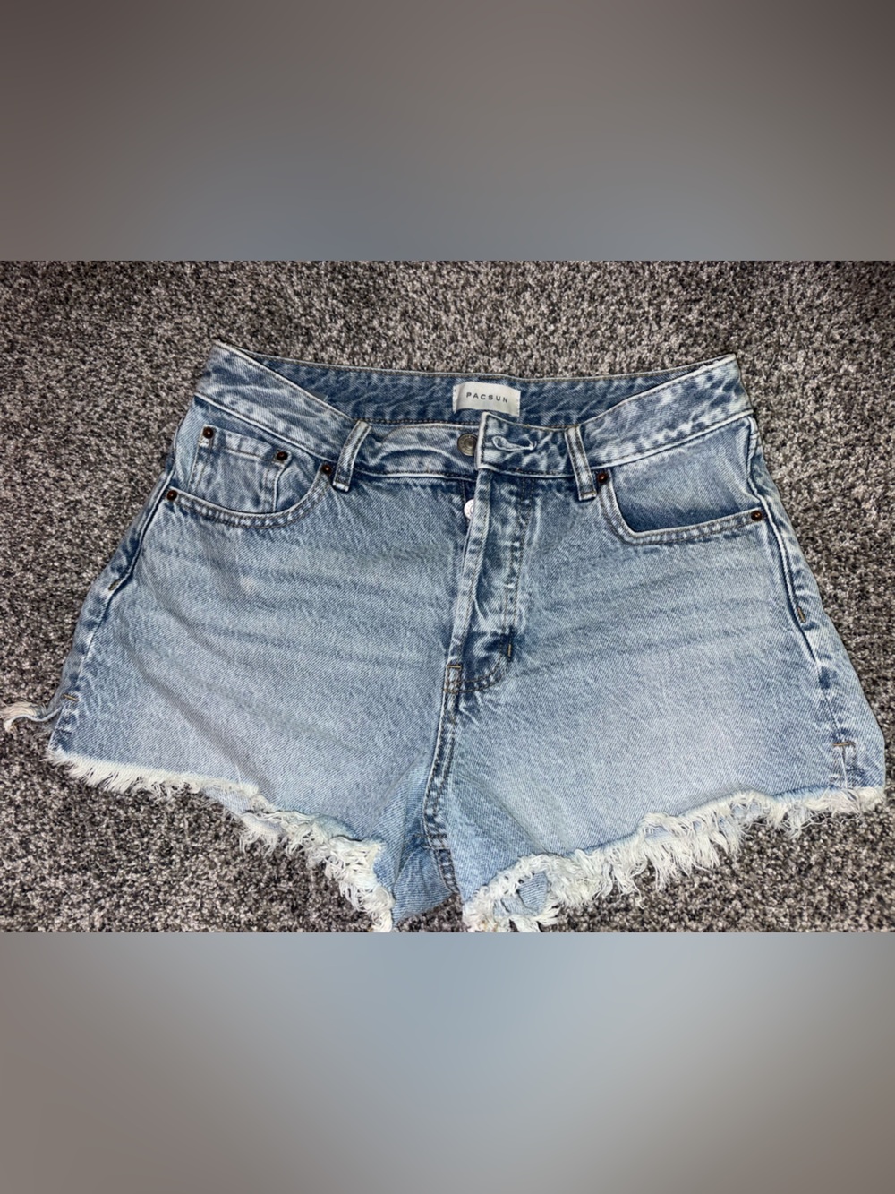 PacSun Light Wash Frayed Hem High-Rise Denim Shorts